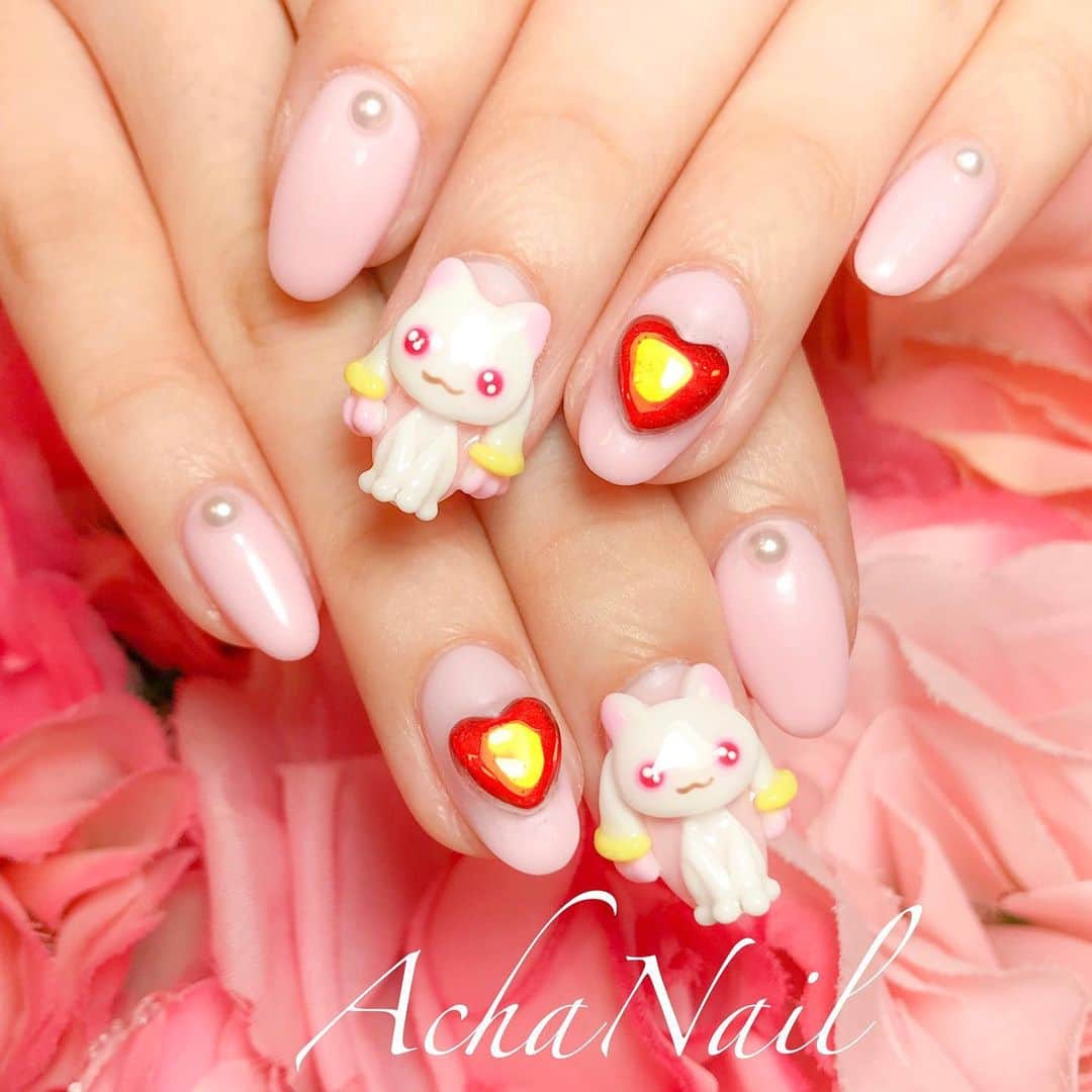 Achanailさんのインスタグラム写真 Achanailinstagram キュゥべえネイル Ameblo Jp Acha Nail Entry Html ネイル ジェルネイル フィルイン 南池袋 池袋 池袋ネイルサロン ネイルデザイン キャラクターネイル キュゥべえ まど