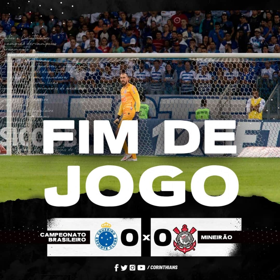 コリンチャンスさんのインスタグラム写真 - (コリンチャンスInstagram)「Fim de jogo no Mineirão. Com Walter G-I-G-A-N-T-E, Corinthians fica no empate com o Cruzeiro e soma mais um ponto no @brasileirao. O próximo compromisso do Alvinegro é na quarta-feira (12), contra o Santos, pela nona rodada do Campeonato Brasileiro.⠀ ⠀ #VaiCorinthians #CRUxSCCP#Corinthianismo #FielAtéoFim#MeuBMG #NãoÉSóPatrocínio#TimeDoPovo #Corinthians #Timão#CorinthiansTV #FielTorcedor#AFielÉFoda #UmSoCorinthians#NikeFutebol #Joli #EstrellaGalicia#UniversidadeBrasilOficial #ÉPositivo#CorinthiansÉPositivo#LoucoPotyCorinthians#PostosALE#ALEnoTimão#TODOSportiCorinthians#CartãodeTODOSCorinthians#TODOSpeloTimão」6月9日 8時51分 - corinthians