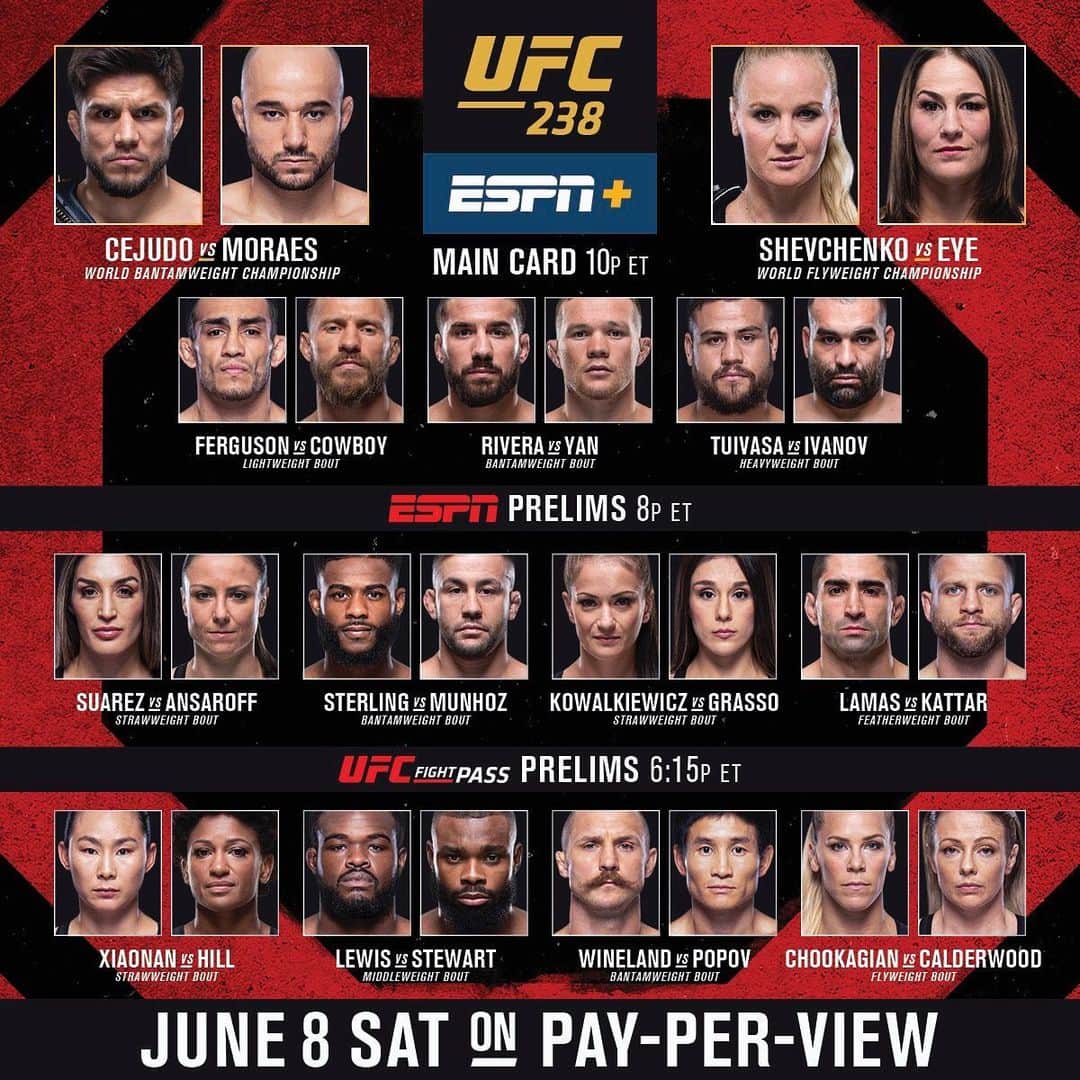 UFCさんのインスタグラム写真 - (UFCInstagram)「IT’S FIGHT DAY‼️ #UFC238 goes down TONIGHT | 10pmET/7pmPT | LIVE on PPV exclusively on ESPN+」6月9日 0時30分 - ufc