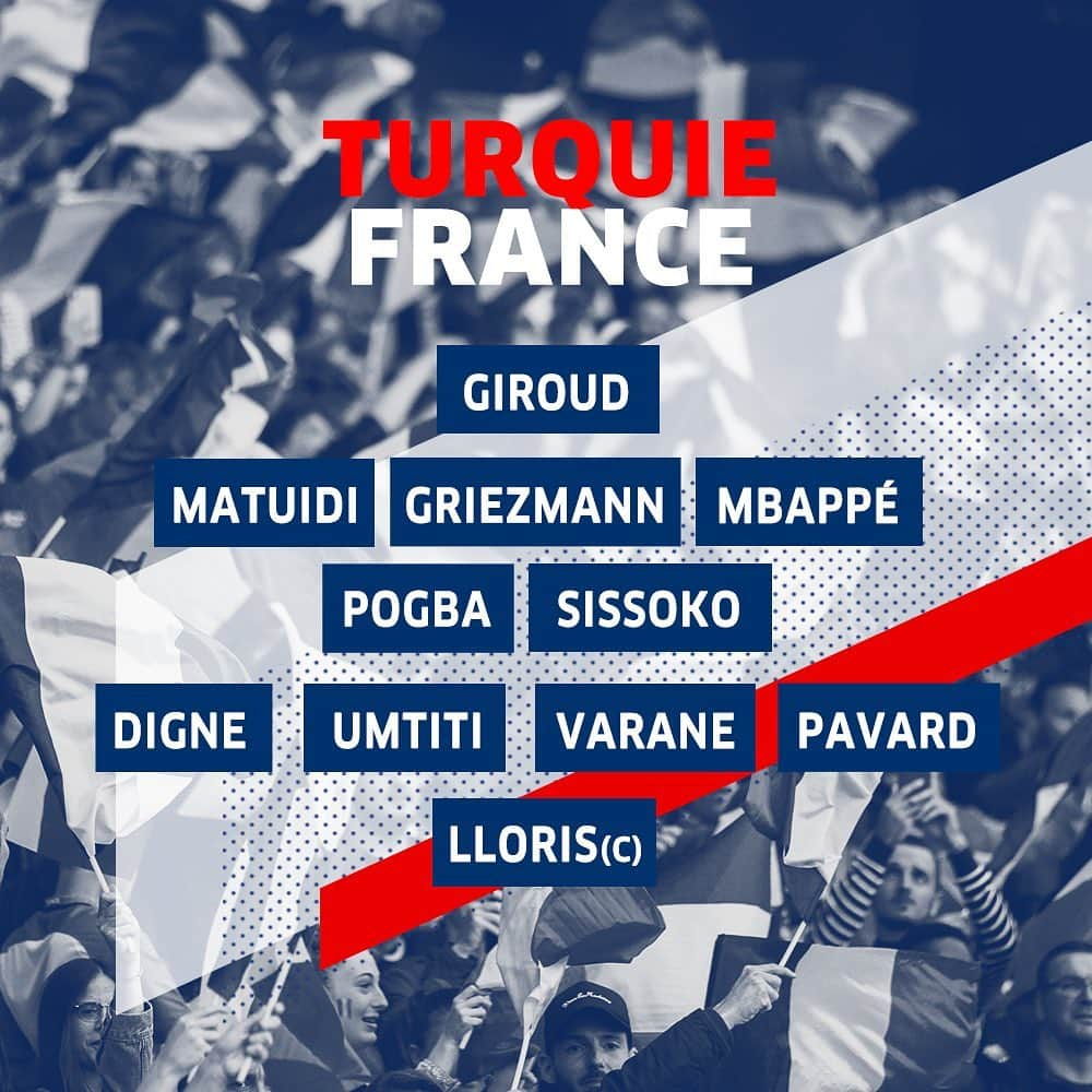 サッカー フランス代表チームさんのインスタグラム写真 - (サッカー フランス代表チームInstagram)「Notre 11 de départ contre la Turquie ! 🇫🇷💪#FiersdetreBleus #TURFRA - Our starting 11 against Turkey ! 🇫🇷💪」6月9日 2時33分 - equipedefrance