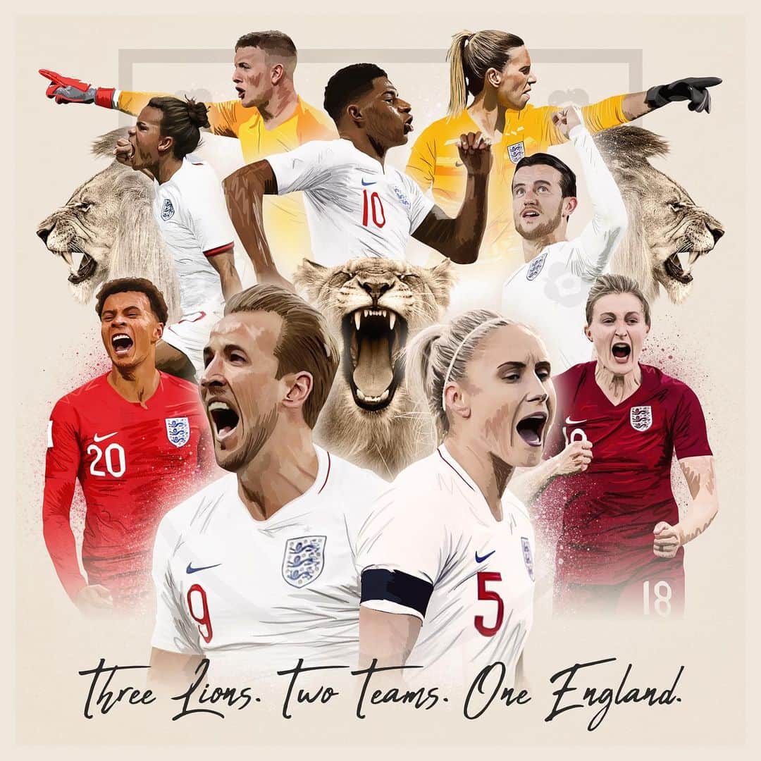 サッカー イングランド代表チームさんのインスタグラム写真 - (サッカー イングランド代表チームInstagram)「Ready to roar 🦁⁣ ⁣ 🎨 @hannahcarrolldesign ⁣ ⁣ #OneEngland」6月9日 3時48分 - england