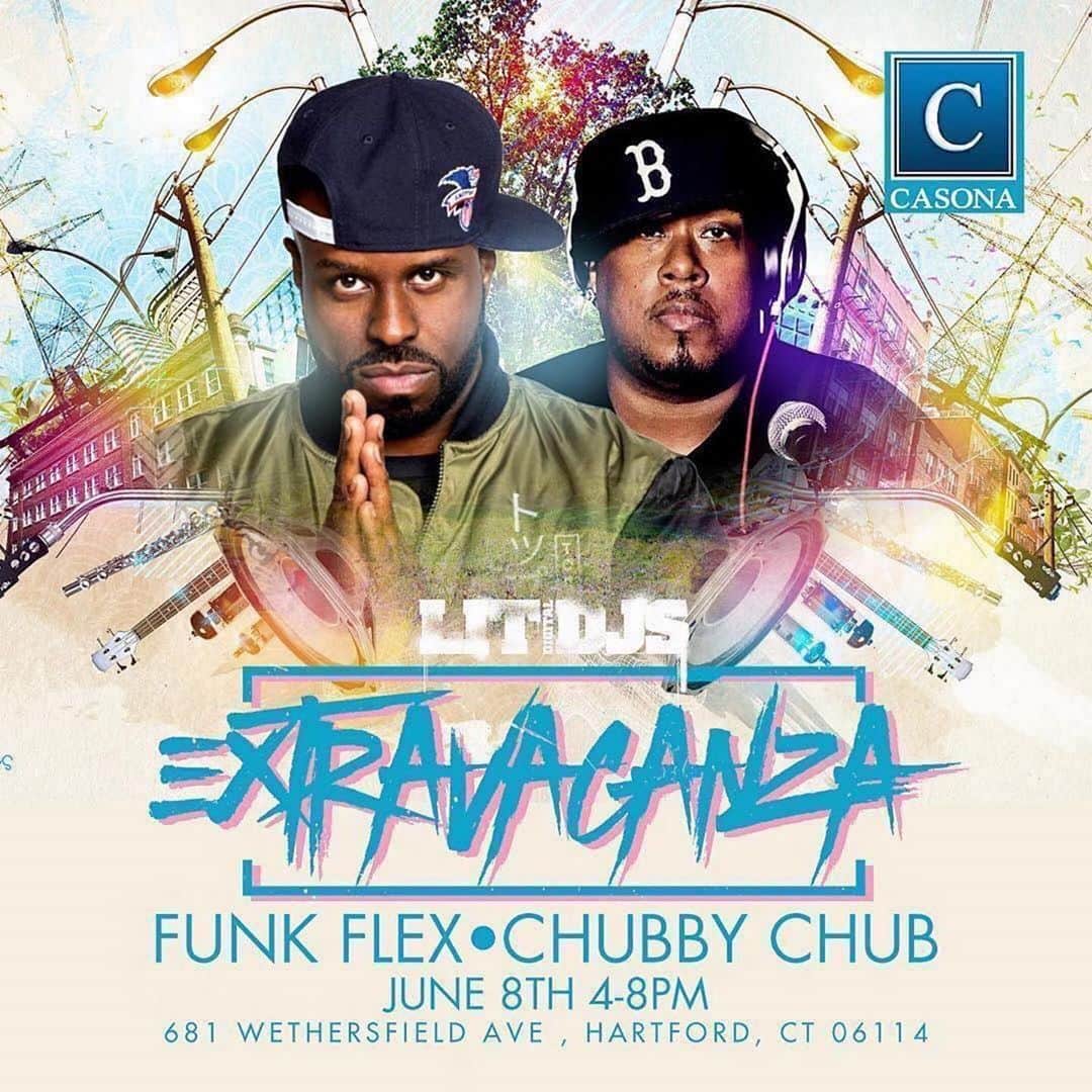 ファンクマスター・フレックスのインスタグラム：「DAY PARTY!!! funkflex x @djchubbychub x @litdigitaldjs !!!! Conneticut I hope u ready!!!!!!! Casona Nightclub!!! @djchubbychub good looking on the booking!」