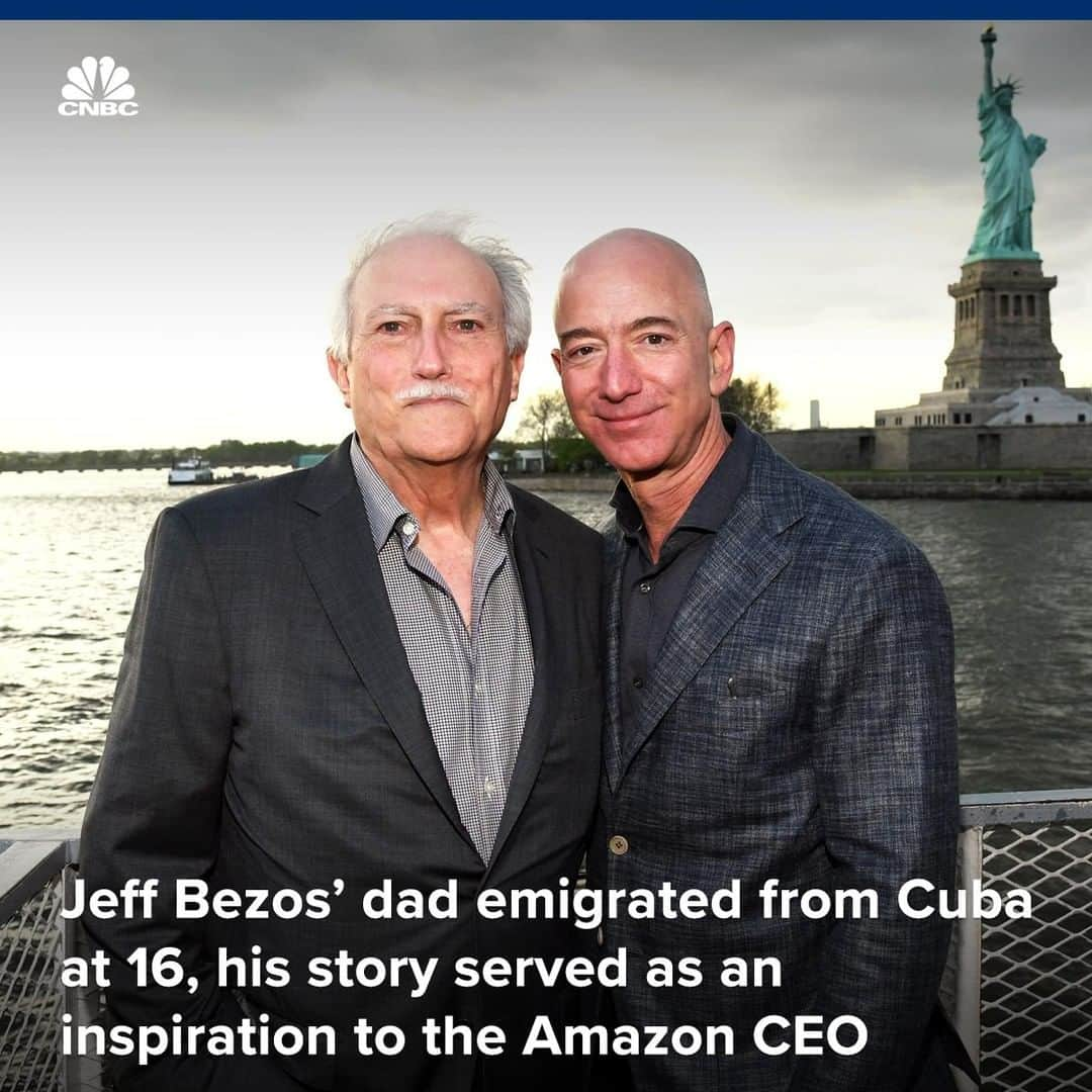 CNBCさんのインスタグラム写真 - (CNBCInstagram)「with @cnbcmakeit: Today, Mike Bezos is the father of the richest man in the world, Jeff Bezos. But in 1962, Mike Bezos came to America from Cuba wearing a jacket his mother had hand-stitched from cleaning rags. He was a teenager traveling by himself and he spoke almost no English. ⠀ ⠀ “When he came here from Cuba at 16, not only was he all alone, but he only spoke Spanish. His grit, determination, and optimism are inspiring,” Bezos tweeted about his father.⠀ ⠀ "It is truly unbelievable. I look back on my life and I had lived the American Dream 30 years ago," Mike Bezos says. "It is really just out of this world."⠀ ⠀ More on the Bezos family story, at the link in our bio.⠀ ⠀ *⠀ *⠀ *⠀ *⠀ *⠀ *⠀ *⠀ *⠀ #jeffbezos #mikebezos #cuba #amazon #ceo #entrepreneur #success #inspiration #motivation #cnbc #cnbcmakeit #makeit」6月9日 7時00分 - cnbc