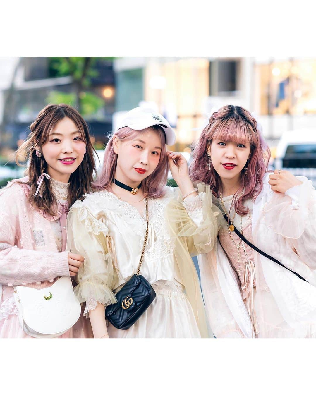 Harajuku Japanさんのインスタグラム写真 - (Harajuku JapanInstagram)「Merumo (@x.merumo.x), fashion designer @EtsunaOtsuka, and Akino (@akino423) on the street in Harajuku wearing vintage inspired looks with items by Etsuna Otsuka, The Virgin Mary, Alice in Tinyroom, DonDonDown, RoseMarie Seoir, Theatre Products, Gucci, and vintage shops.」6月9日 14時41分 - tokyofashion