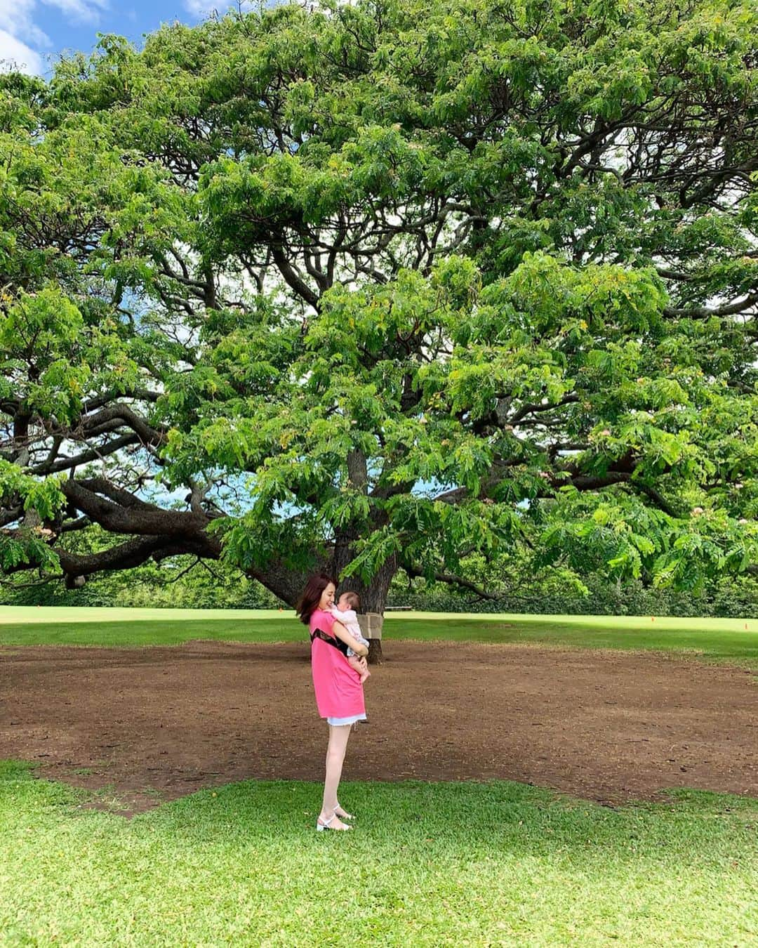 小林真由さんのインスタグラム写真 - (小林真由Instagram)「ファーマーズマーケットの帰りに見つけた﻿﻿大きなサボテン🌵✨﻿﻿ すんごい生命力！！ ﻿﻿ ﻿﻿ 数年ぶりに見に行ったこの木なんの木も﻿﻿ やっぱり大きかった〜🥥﻿ 公園が広くて一休みするのに最高のスポット！﻿ ﻿ ﻿ 子連れ飛行機について質問頂くのですが、﻿ 気を付けてることは 離着陸時に授乳をすることと﻿ 娘が好きなおもちゃを持っていくこと﻿ ミルクをいつでもあげられる状態にすること 後は乗る時間にお昼寝タイムを合わせたりして﻿ 出来るだけ寝てもらってます🥺﻿ もっと大きくなってからの方が﻿ ドキドキだろうなぁ🙈🍍﻿ ﻿ ハワイの往復もコニーでほぼ寝てくれて﻿ 起きてる時も上機嫌で助かった🙏﻿ CAさんが好きみたいでした☺️﻿ ﻿ ﻿﻿ #hawaii #Honolulu #waikiki #travel #fashion #kccfarmersmarket #farmersmarket #ハワイ #ホノルル #ワイキキ #旅行 #家族旅行 #子連れ旅行 #子連れハワイ #子連れ飛行機 #ファッション #コーデ #ママコーデ #コーディネート #ミラオーウェン #セットアップ #サボテン #ファーマーズマーケット #kccファーマーズマーケット #モンキーポッド #この木何の木」6月9日 19時21分 - mayukobayashii