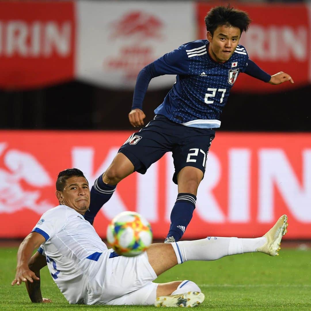のインスタグラム：「. 得点の匂い抜群も、ネットは揺れず （2019.06.09） . 📷Photo by Masashi Hara/Getty Images . #久保建英 #TakefusaKubo #日本代表 #daihyo #SamuraiBlue #サムライブルー #森保ジャパン #🇯🇵 #NationalTeam #サッカー #football #⚽️ #サッカーキング」