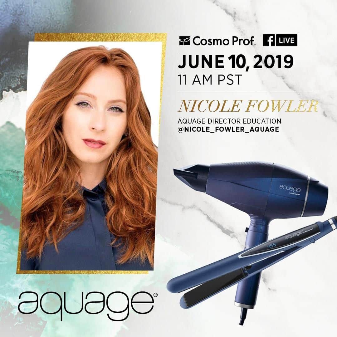 CosmoProf Beautyさんのインスタグラム写真 - (CosmoProf BeautyInstagram)「Ready to learn from the best? Join us this Monday, June 10th @ 11am PST, for a Facebook Live with @Nicole_Fowler_Aquage where she'll create some of her signature styles using the new @aquagehaircare styling tools + her favorite #aquage products --- Don't forget to give us a 👍 on Facebook to receive notifications once we go live! #cosmoprofbeauty #licensedtocreate」6月9日 23時00分 - cosmoprofbeauty