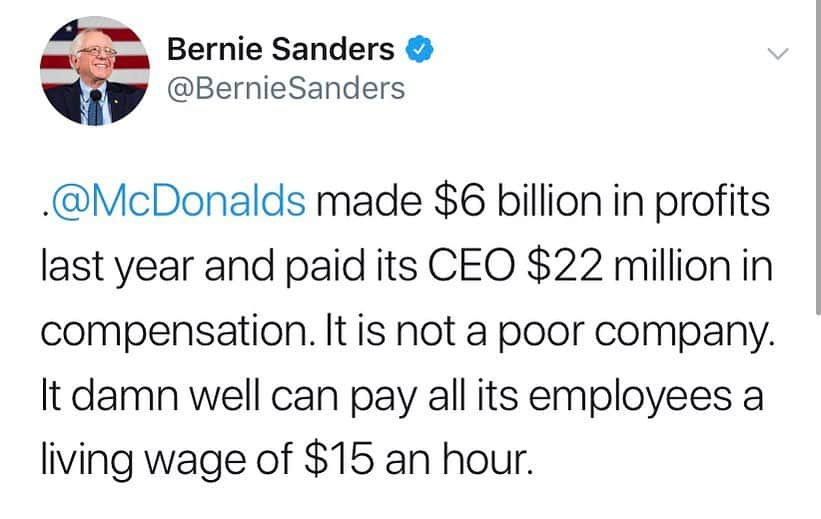 バーニー・サンダースさんのインスタグラム写真 - (バーニー・サンダースInstagram)「Today I’m in Cedar Rapids, Iowa, to stand with McDonald’s workers who are on strike and demanding the right to a union, a living wage and a workplace free from sexual harassment, violence and intimidation. It is not a radical idea to demand that a profitable corporation like McDonald’s pay all of its workers a living wage with good benefits. #FightFor15」6月9日 23時38分 - berniesanders