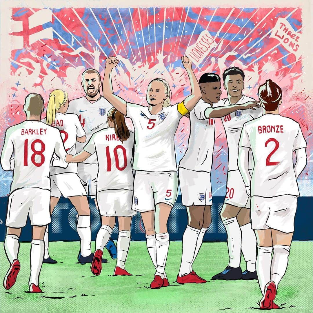 サッカー イングランド代表チームさんのインスタグラム写真 - (サッカー イングランド代表チームInstagram)「A successful end to a huge week 👏 ⁣⁣ ⁣⁣ 🎨 @scott_mcroy⁣ ⁣⁣ #OneEngland」6月10日 5時31分 - england