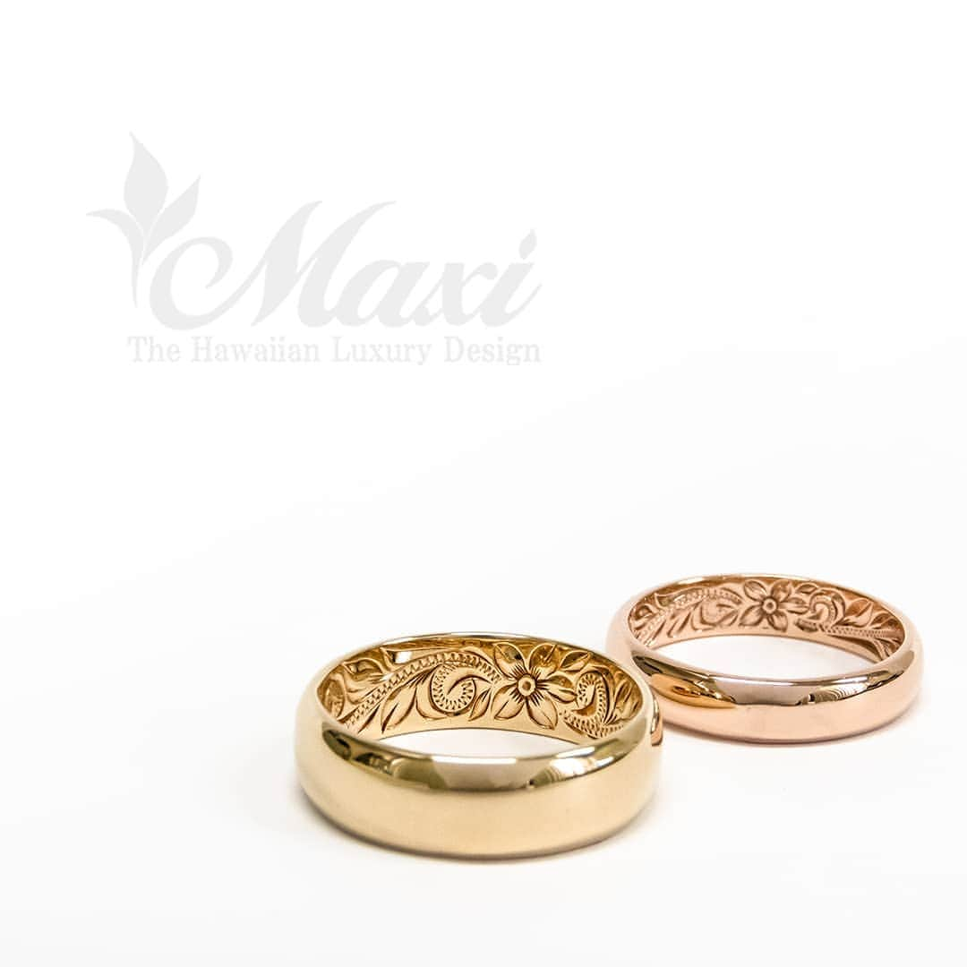 Maxi Hawaiian Jewelryさんのインスタグラム写真 - (Maxi Hawaiian JewelryInstagram)「Inside engraved wedding bands width 4mm and 6mm🌺🌴🌺🌴🤙✨ #maxi #maxihawaiianjewelry #hawaiianjewelry #hawaiianheirloom #engraving #hawaii #hawaiian #ring #weddingring #weddingband #marriagering #bridalring #マキシ #マキシハワイアンジュエリー #ハワイアンジュエリー #ハワイ #ハワイアン #リング #ウェディングリング #ブライダルリング #マリッジリング #結婚指輪  @maxi_press」6月10日 5時59分 - maxi_japan_official