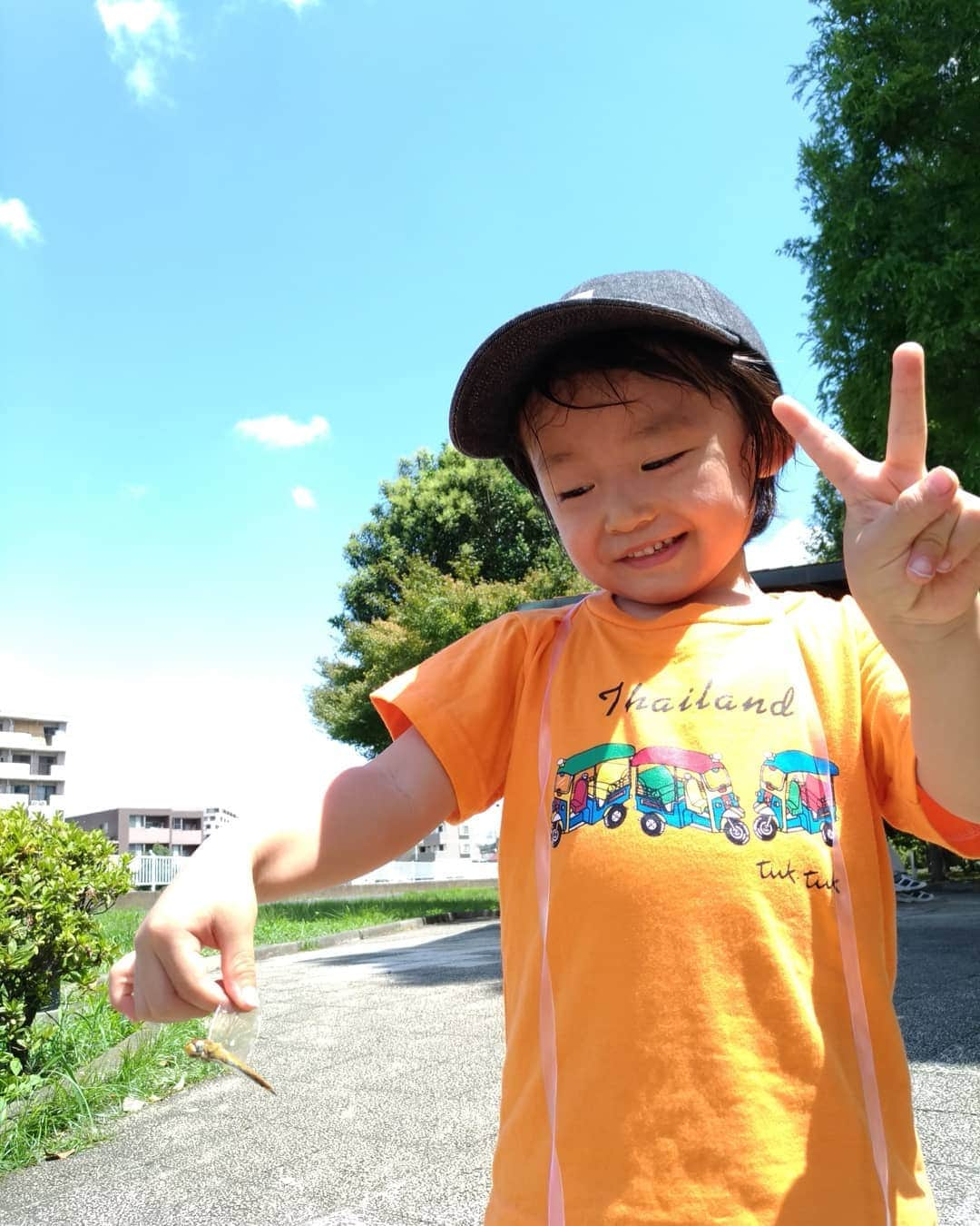 清野紗耶香さんのインスタグラム写真 - (清野紗耶香Instagram)「写真は去年。 🌻2018.07☀️ 今年もこの時期がやって参りました！  世の中の(虫が苦手な)お母さまたち‼️ 今年も頑張っていきましょー✊‼️ …トンボにバッタ。。 こんなに嬉しそうな顔されたら、母、頑張るしか…🤢遠い目( ￣-￣) こーたのpic最後の顔。😹#あちー  #こーたの虫採り記録 #3歳の頃 #まめちょびん #ハロー赤ちゃん探検隊19年6月 #たまひよベストショット @tamahiyoinsta #たまひよ #スマイルビスコ#スマイルビスコフォト @glico_smilebisco #コドモダカラ#こどもと暮らす #子供とお出かけ部」6月10日 22時17分 - seino_sayaka