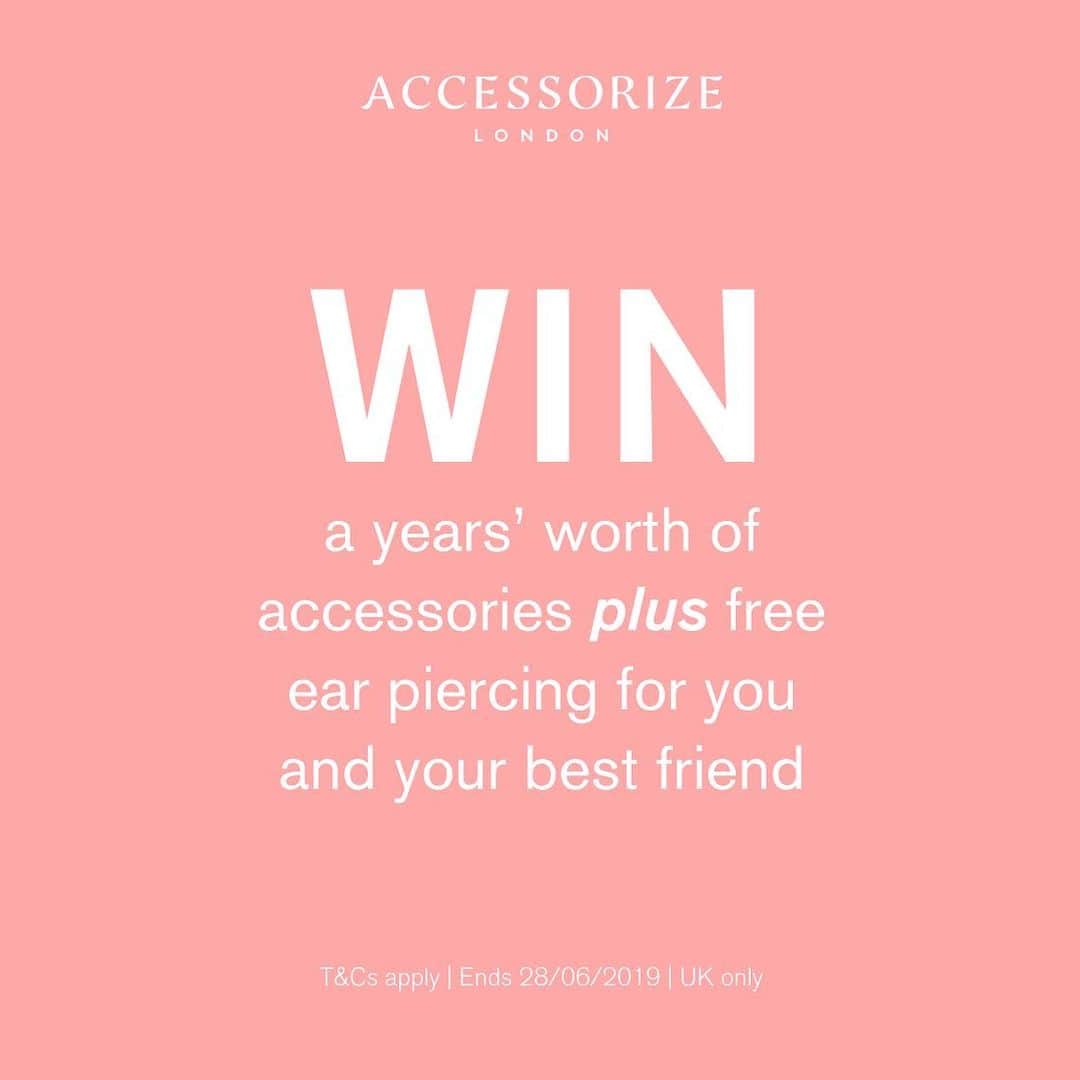 アクセサライズのインスタグラム：「**COMPETITION NOW CLOSED** It's time to WIN BIG... 🎉🎁 To get your hands on a years' worth of accessories plus FREE ear piercing for you and your best friend simply follow us, like this post and tag them below. It's that simple! // Ends 5pm on 28th June. One winner will be chosen at random on Monday 1st July and notified via DM. UK only. ×× T&CS apply - please read them carefully: https://uk.accessorize.com/uk/competition/winbig/terms. #Accessorize #WIN #Competition」