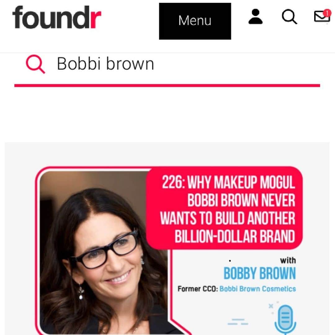 ボビー・ブラウンのインスタグラム：「It’s much more fun building a brand than working on keeping it interesting. Link in bio to listen to the full episode. #indie #entrepreneur @foundr #spellcheck #noy」