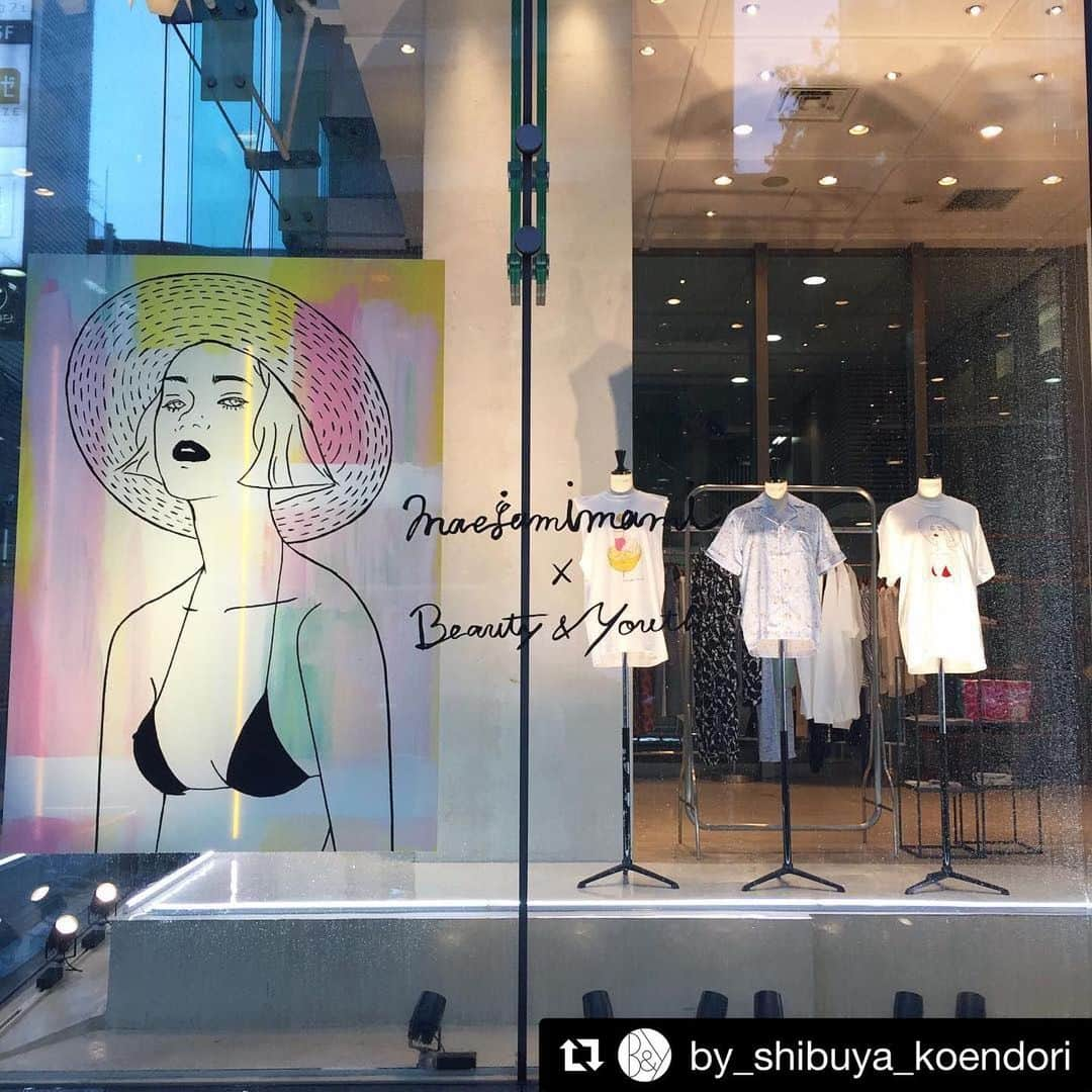 マエガミマミさんのインスタグラム写真 - (マエガミマミInstagram)「#Repost @by_shibuya_koendori with @get_repost ・・・ 【WOMENS】 ＜maegamimami＞for＜BEAUTY&YOUTH＞  EXCLUSIVE COLLECTION  女性誌・WEB・広告・ブランドとのコラボレーションなどを中心に活動するイラストレーターのmaegamimami（マエガミマミ）さんに、今回コラボレート用に書き下ろしていただいた、夏を意識した女の子やフルーツのアートをプリントした、特別なI PHONEケースや、ルームウェアが人気の＜Priv. Spoons Club＞と＜BEAUTY&YOUTH＞のトリプルコラボレートアイテムのパジャマシャツ、パジャマパンツなどのアイテムをご用意しております。  ぜひこの機会にお越しくださいませ。スタッフ一同心よりお待ちしております。  #maegamimami #privatespoonsclub  #BEAUTYANDYOUTH #UNITEDARROWS #19SS #shibuya#渋谷#jinnan#神南」6月10日 19時49分 - maegamimami