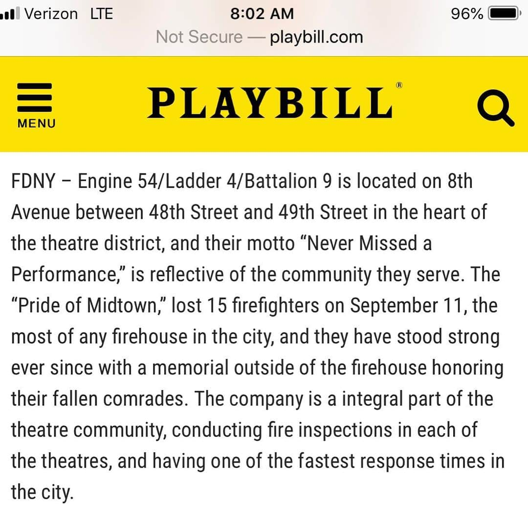 ジョン・ロス・ボウイさんのインスタグラム写真 - (ジョン・ロス・ボウイInstagram)「If, like me, you were wondering how a fire station won a Tony last night- they gave a special award to the firehouse on 8th Avenue that serves the theatre district.」6月11日 0時04分 - johnrossbowie