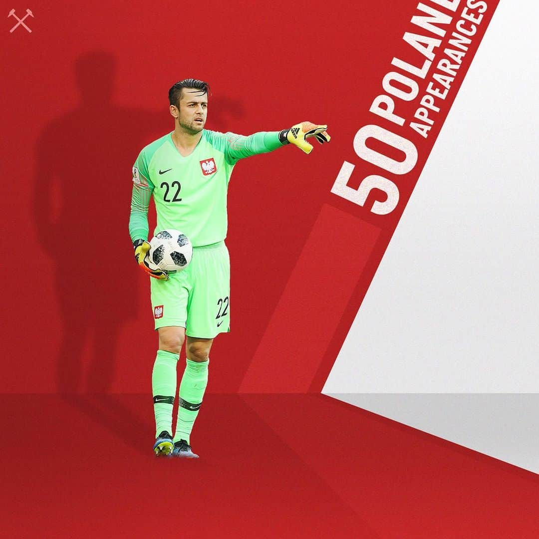 ウェストハム・ユナイテッドFCさんのインスタグラム写真 - (ウェストハム・ユナイテッドFCInstagram)「Lukasz Fabianski makes his 50th appearance for Poland tonight. Good luck, @lukasz.fabianski! 👊🇵🇱」6月11日 3時34分 - westham