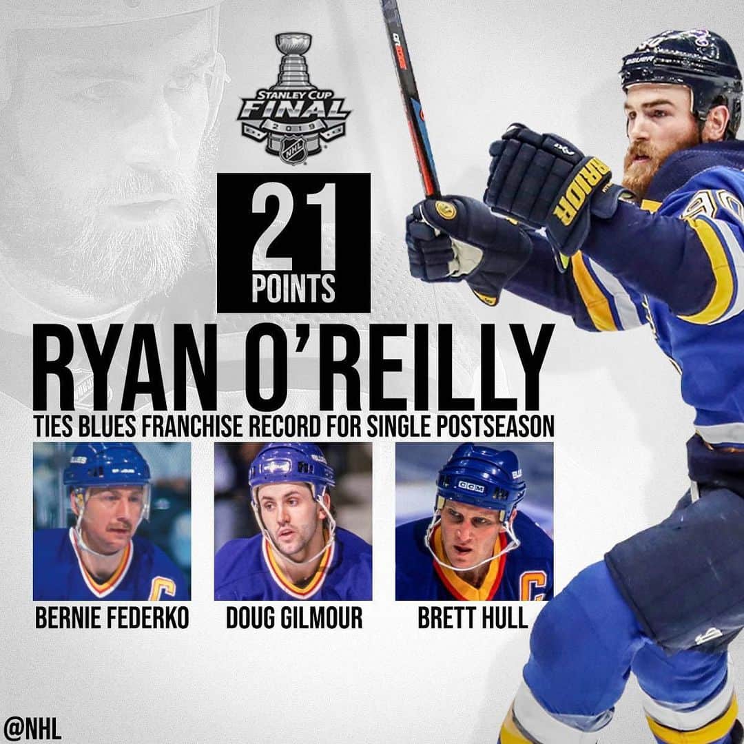NHLさんのインスタグラム写真 - (NHLInstagram)「Ryan O'Reilly joined elite @stlouisblues company last night! #StanleyCup  #Game7 on Wednesday at 8:00 ET on @nhlonnbcsports and @sportsnet」6月11日 5時34分 - nhl