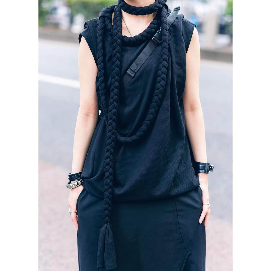 Harajuku Japanさんのインスタグラム写真 - (Harajuku JapanInstagram)「Muon wearing a monochrome style on the street in Harajuku with a rope tassel top by the Thai gothic brand AdHoc (@adhocstore), sarueru pants, and Trippen boots. Her favorite bands include Gazette, Lynch, and Slipknot.」6月11日 16時21分 - tokyofashion