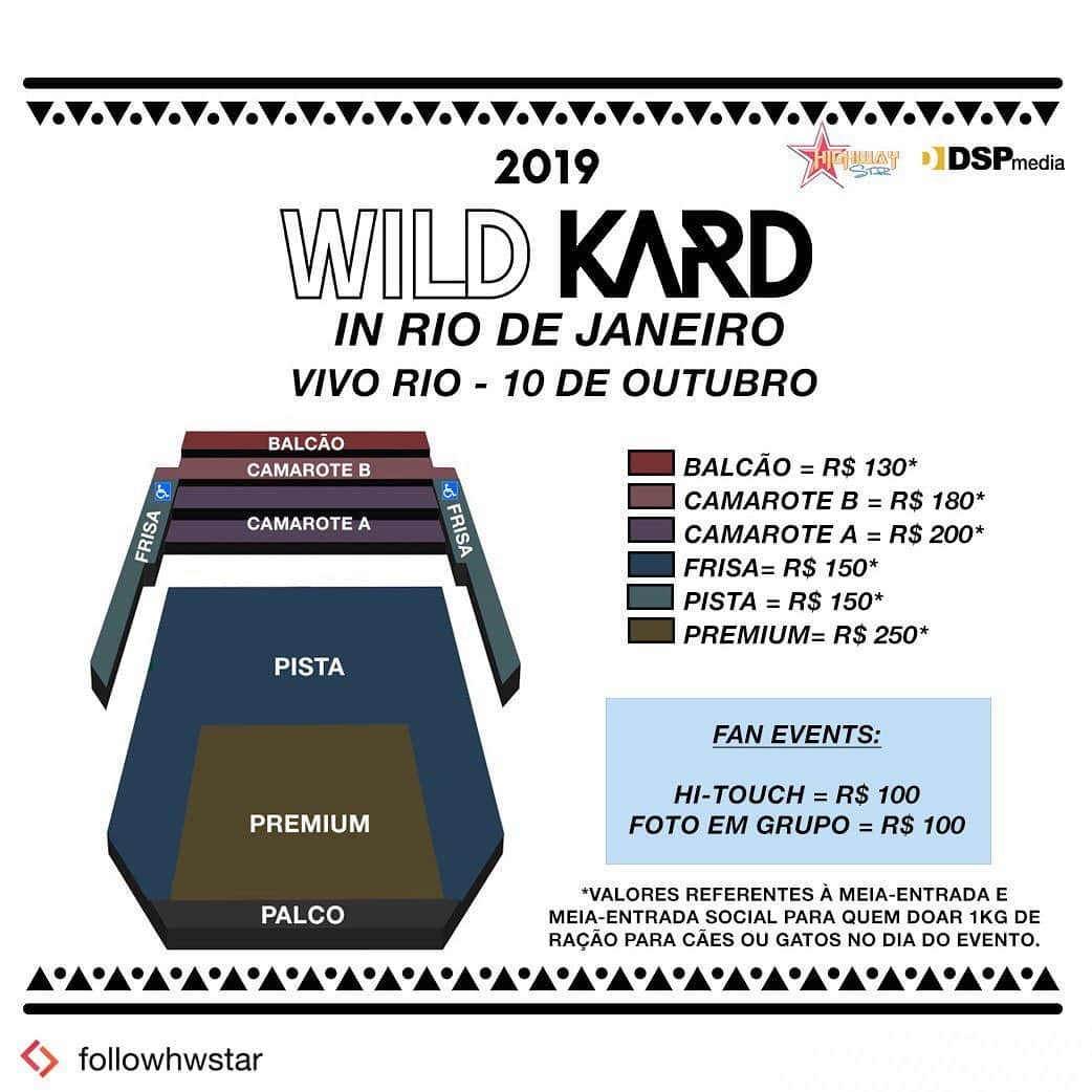 K.A.R.Dさんのインスタグラム写真 - (K.A.R.DInstagram)「#Repost from @followhwstar . 2019 WILD KARD IN RIO DE JANEIRO  Local: Vivo Rio  Data: 10/10/2019  Ingressos: Pista-premium: R$250 (meia-entrada) | R$500 (inteira) Pista: R$150 (meia-entrada) | R$300 (inteira) Camarote A: R$200 (meia-entrada) | R$400 (inteira) Camarote B: R$180 (meia-entrada) | R$360 (inteira) Balcão: R$130 (meia-entrada) | R$260 (inteira) Frisa: R$150 (meia-entrada) | R$300 (inteira) Hi-touch: R$100 (valor único) Foto em Grupo: R$100 (valor único)  Início das vendas: 22/06, às 15h  Vendas: eventim.com.br  #WILDKARDinRJ #WILDKARDnoBrasil」6月11日 9時45分 - official_kard