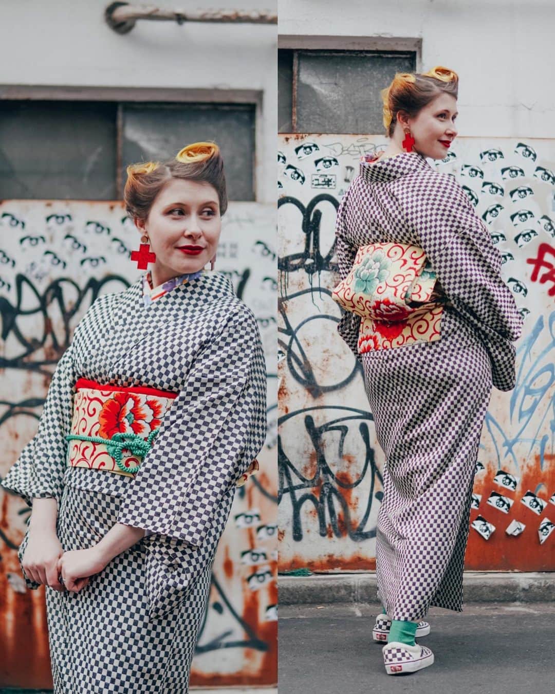 Anji SALZさんのインスタグラム写真 - (Anji SALZInstagram)「Big booty alarm 🚨 Sometimes I feel fat in kimono, due to its straight silhouette (and that fact that I’m eating way too much sweets) 😆 but with the right posing and dressing all will be good ❤️😘 Thank you for snapping me @foodieadventurejapan ☺️ #mainichikimono」6月12日 0時53分 - salztokyo
