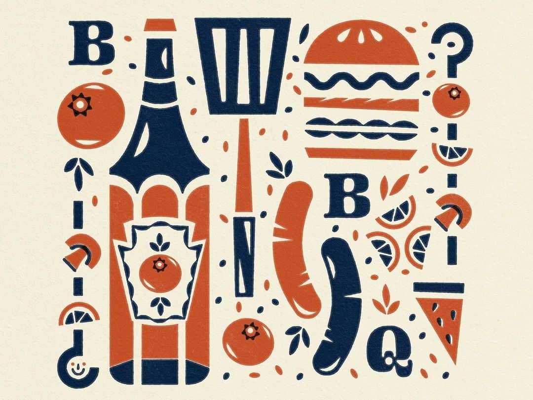 Dribbbleさんのインスタグラム写真 - (DribbbleInstagram)「Nom Nom Nom... BBQ Illustration by @madeleinemcmichael⠀ ⠀ #dribbble #dribbblers #design #illustration #lettering」6月12日 1時46分 - dribbble