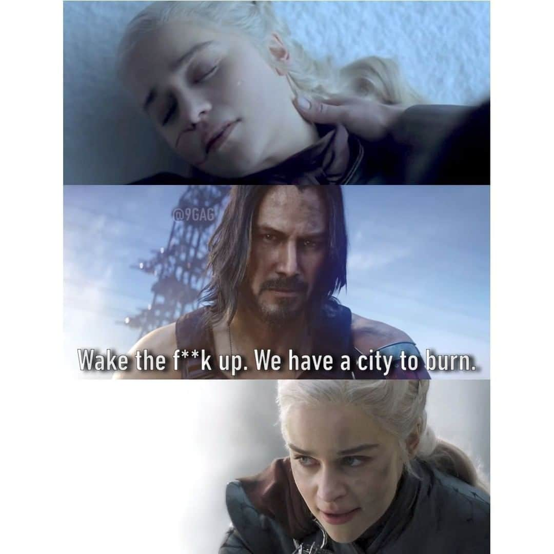 9GAGさんのインスタグラム写真 - (9GAGInstagram)「Dracarys!🔥⠀ #cyberpunk2077 #keanureeves #got #daenerys #9gag」6月11日 20時01分 - 9gag