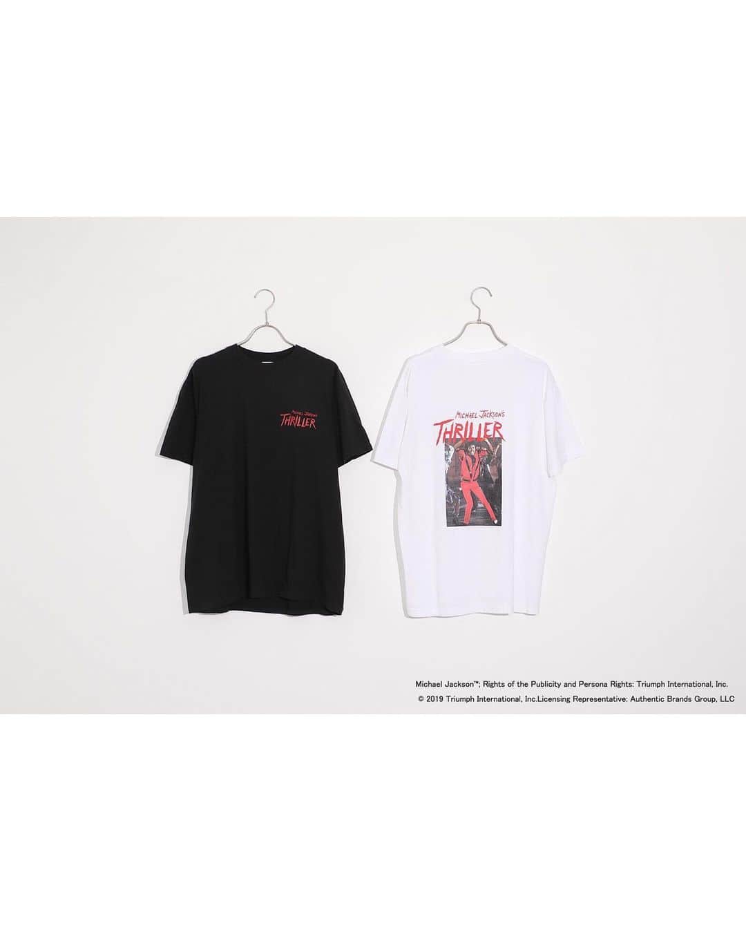 のインスタグラム：「【CREOLME】﻿ ﻿ ﻿ 各ジャンルで世界的に活躍したミュージシャンのフォト&グラフィックTシャツ。﻿ ボディーは薄手でさらっと着こなせるオーバーサイズです。﻿ BLACKには没後10年となるMichael Jacksonの名曲Thrillerのロゴとフォトプリントがデザインされています！﻿ WHITEは6/12(水)より店頭に入荷致します。﻿ ﻿ ﻿ @creolme_official﻿ ■PHOTO PRINT T-SHIRTS﻿ #6009113056﻿ ¥6,900+Tax﻿ ﻿ ﻿ #ローズバッド ﻿ #ROSEBUD﻿ #ROSEBUD19ss﻿ #creolme」
