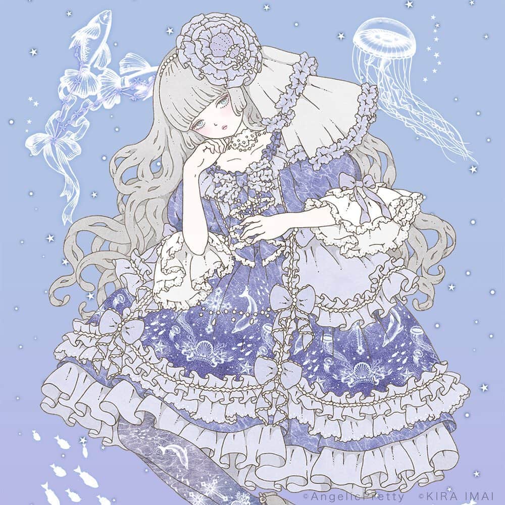 今井キラのインスタグラム：「Angelic Pretty「眠れる深海の星々」ポストカードイラストを担当させていただきました🐚﻿ ﻿ #angelicpretty ﻿ #kiraimai」