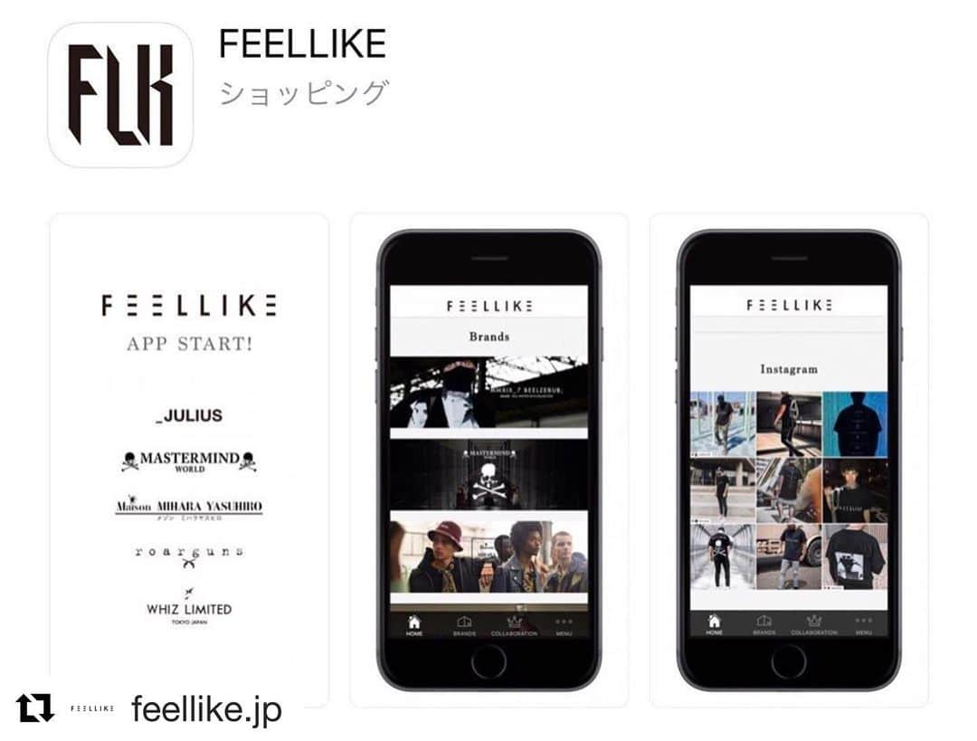 ウィズリミテッドさんのインスタグラム写真 - (ウィズリミテッドInstagram)「#Repost @feellike.jp  Our application is available now. Please download it from the link on toppage. T-shirts will be on sale this weekend for 3 days.  #feellike #julius #mastermind #mastermindworld #mastermindjapan #maisonmiharayasuhiro #roarguns #whizlimited #fashion #streetwear #streetfashion #madeinjapan #flk」6月11日 22時23分 - whiz_limited