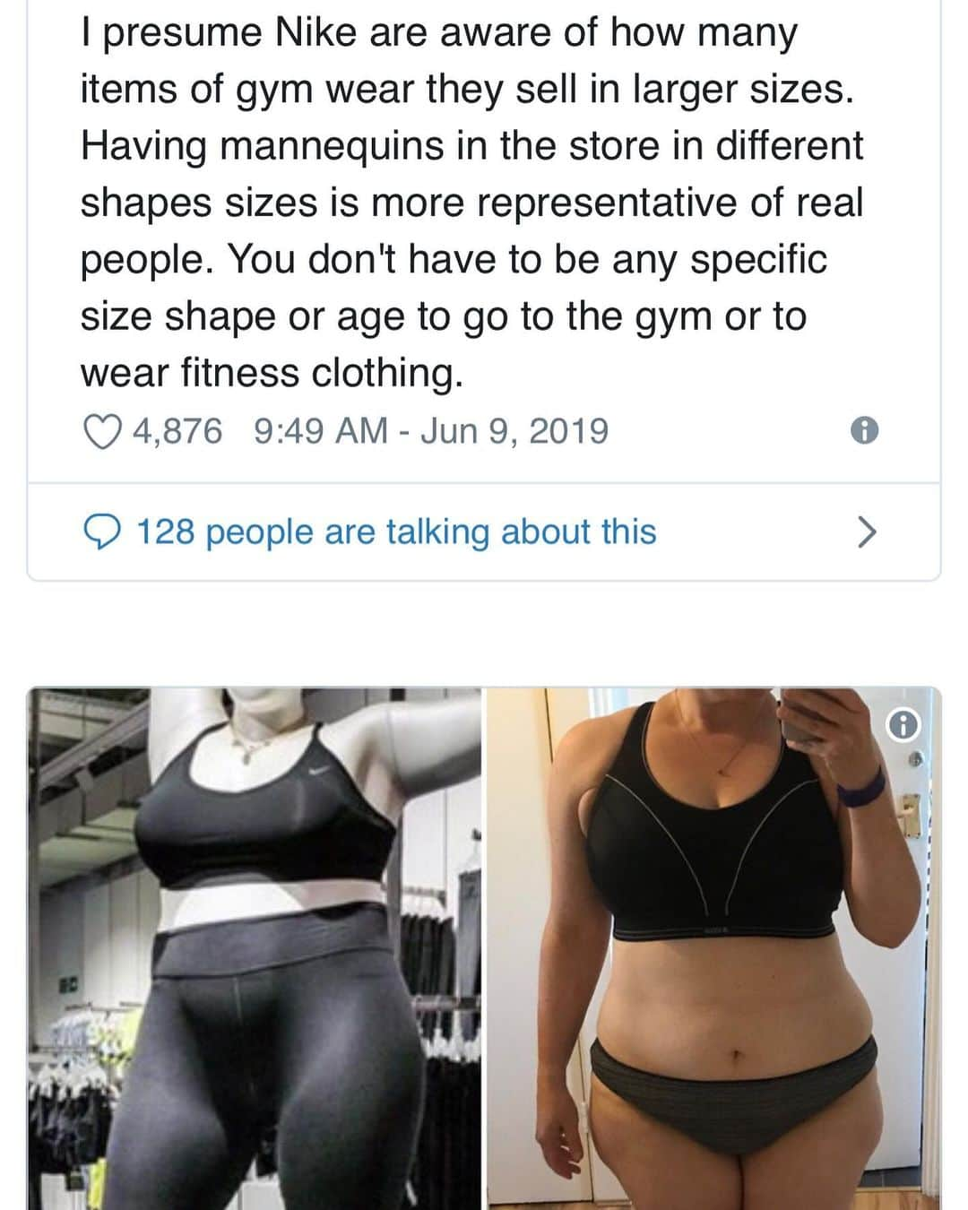 イスクラ・ローレンスさんのインスタグラム写真 - (イスクラ・ローレンスInstagram)「Been struggling to condense and put into words how I feel about backlash that @nike have received after introducing plus-size mannequins. [they also introduced para-sport mannequins also a huge step forward in representation, thank you #nike] 🙏 This is fatphobia, shaming other people’s bodies and passing judgement on their health is not your business, and excluding diverse bodies is the opposite of progress. I’ve been the nearer the size of a traditional mannequin (US4/6-UK8/10) and I’m currently nearer the size of the new plus size mannequin. News flash - I am more healthy NOW than I was when I was thinner - because being skinny does not equal being healthy. Yet if I asked fat phobic people, they would ASSUME that I was healthier the thinner I was. Firstly no one should need to prove this - secondly I’m nearly 200lbs of “I will kick your a$$ in a sprint, boxing jumping and lifting over half my body weight”👍 But regardless of my story and personal health journey how dare you try and disallow other humans from being represented. Everyone has the right to look after their bodies regardless of the size they wear or where their current fitness level or health is. Someone’s health is their greatest gift and shaming and exclusion makes it so much harder for anyone to look after themselves or guess what, have flippin gym clothes to even go and move their bodies. Seeing a mannequin, having access to clothing in your size encourages inclusion and promotes diverse bodies taking part in fitness (whatever that looks like to them) Also if they choose to wear they shiny new fire Nike leggings to watch TV - that’s also OK🙄 There is so so much more I would love to say but I’ll just leave you with this. All bodies deserve representation, inclusion and to know they are worthy of being loved and taken care of. For too long it’s been believed if you cannot see you cannot be. Well diverse bodies aren’t invisible and aren’t going anywhere so get ready to see them everywhere ❤️」6月11日 22時55分 - iskra