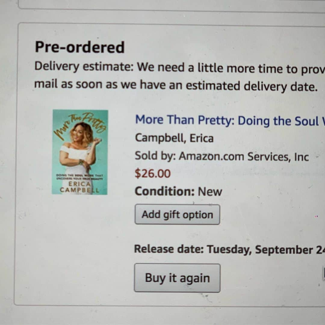 エリカ・キャンベルさんのインスタグラム写真 - (エリカ・キャンベルInstagram)「☺️☺️☺️😊😊😊❤️❤️❤️❤️ omg!!!! I just preordered my OWN book #MoreThanPretty  @atriabooks #Howardbooks #september24th  I’m so excited about this book this tool!! Doing the soul work that uncovers your true beauty 😊😊😊」6月11日 22時56分 - imericacampbell