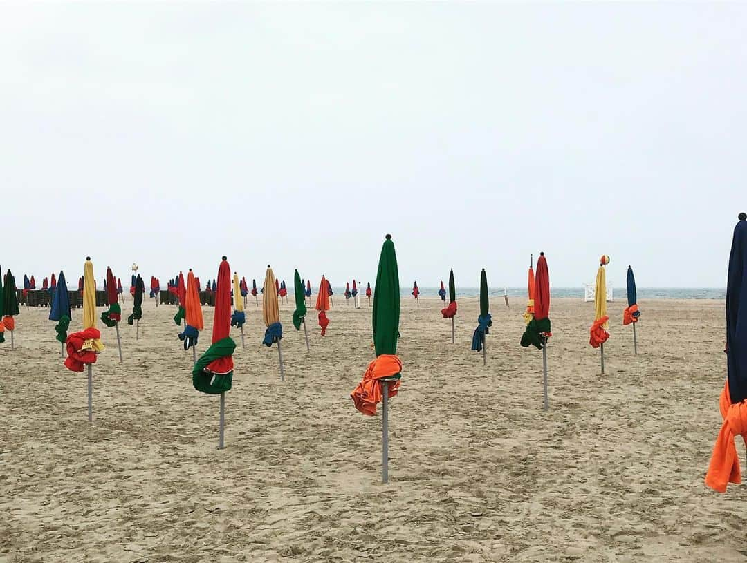 稀鳥まりやさんのインスタグラム写真 - (稀鳥まりやInstagram)「＊ 旅行写真の続きです🇫🇷 ・ Deauville とTrouvilleへ行きました。ドーヴィルは映画「男と女」の舞台となった場所です。お天気があまり良くありませんでしたが、それもまたノルマンディーらしい感じがして素敵でした✨ 海沿いの遊歩道には小屋が並んでいて、アメリカ映画祭に出席するためにドーヴィルを訪れた映画スターの名前がつけられています✨ カラフルなパラソルもとても可愛くて⛱😍 バカンスになったらセレブ達で大賑わいなんでしょうね😀 ＊ #deauville#trouville #normandie」6月11日 23時25分 - mariya_kitori