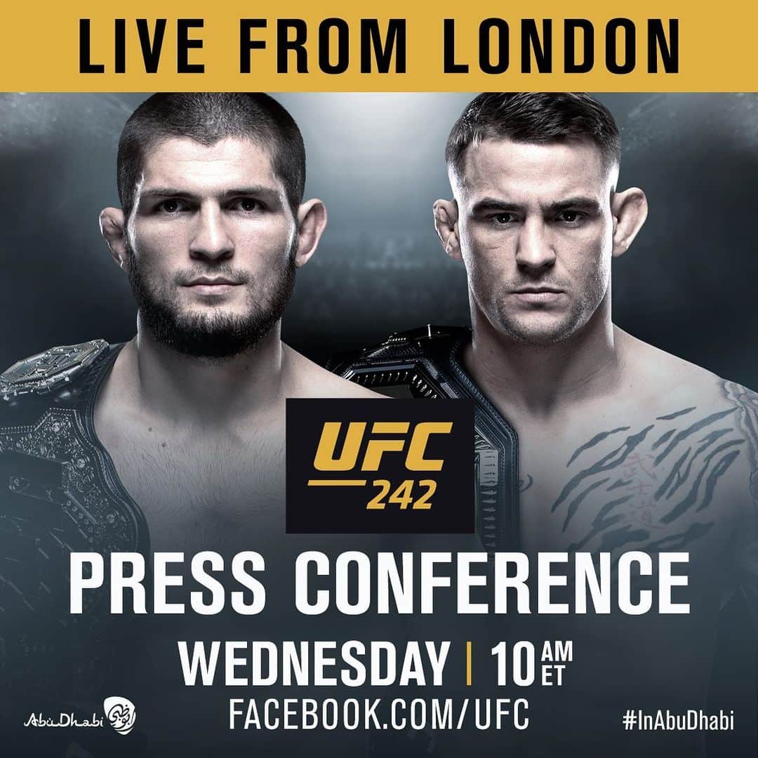 UFCさんのインスタグラム写真 - (UFCInstagram)「Live from London! Watch the #UFC242 presser with @Khabib_Nurmagomedov & @DustinPoirier LIVE tomorrow on our Facebook!」6月12日 0時18分 - ufc