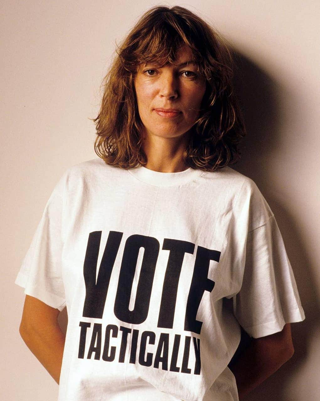 のインスタグラム：「Thank you @britishvogue for the great online piece (link in stories and on Facebook) . . Katharine photographed in 1987 . . #ecowarrior #ethicalfashion #sustainable #VOTETACTICALLY #SAVELIFEONEARTH #CHOOSELIFE #CHOOSELOVE #Vogue #katharinehamnettlondon」
