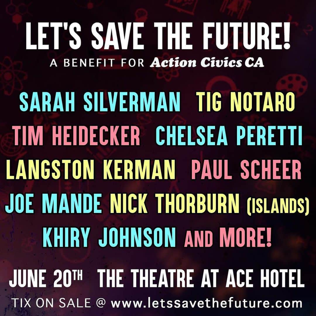 ジェニー・スレイトさんのインスタグラム写真 - (ジェニー・スレイトInstagram)「LOS ANGELES! My friends are putting on a cool show next thurs night for a great cause with @SarahKSilverman, @chelseaperetti and more!! tix avail now! @ActionCivicsCA」6月12日 4時38分 - jennyslate