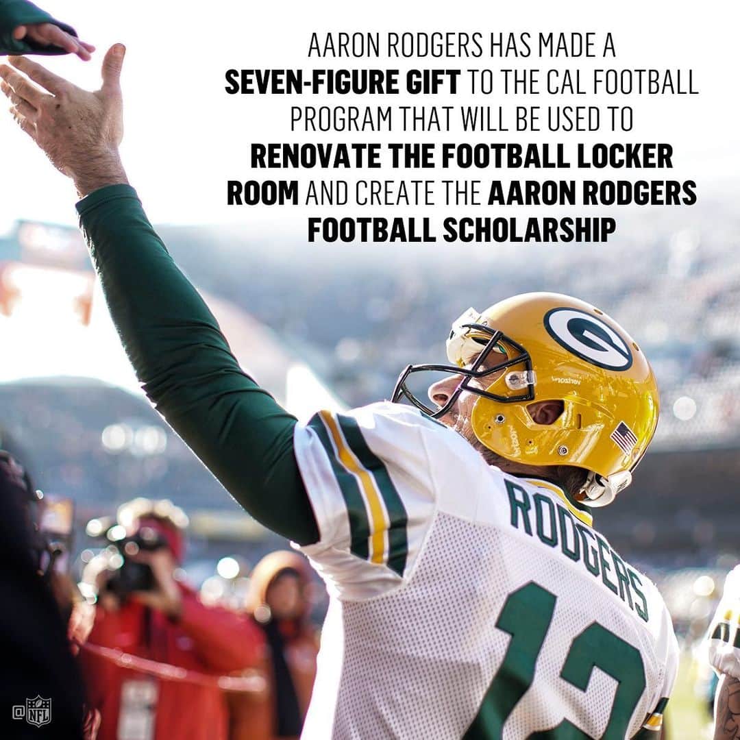NFLさんのインスタグラム写真 - (NFLInstagram)「Thanks to a generous donation to @cal_football, the new Aaron Rodgers Team Locker Room is expected to be completed for the 2019 season, and scholarships will be awarded to players who transfer to Division I from a junior college, just as he did. 💯 📷: @toddrphoto/NFL」6月12日 5時57分 - nfl