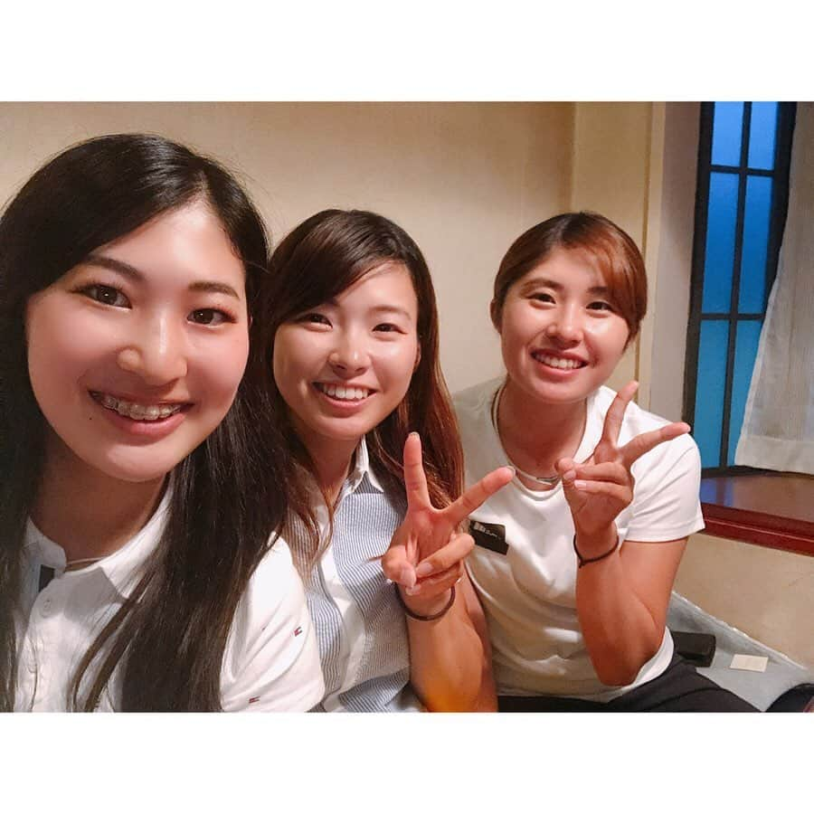 大里桃子さんのインスタグラム写真 - (大里桃子Instagram)「☺︎ やっっっと3人揃いました✌️ 新がだいぶ遅れたけどって優勝のお祝いしてくれました！ ありがとっ！😚😚😚 #渋野日向子 #新真菜弥」6月12日 6時03分 - chanmomo810