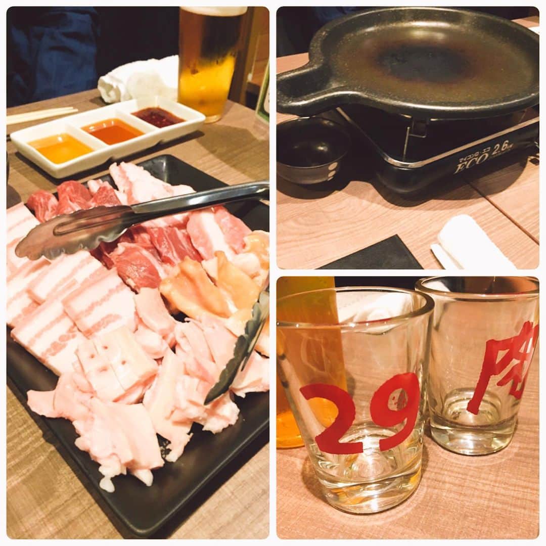 佐藤智美のインスタグラム：「昨夜はウェブスタッフSサンの昇進祝いも兼ねた職場飲み会へ…🍻 ウェブ係長？ウェブ主任⁇ これからもよろしくデス〜〜㊗️✨ #呼び方募集中 #肉山の一階  #サムギョプサル  #飲み放題  #冷麺  #昇進祝い  #おめでとう」