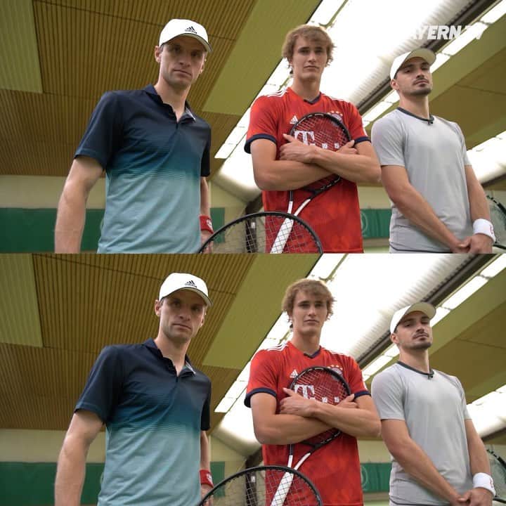 トーマス・ミュラーのインスタグラム：「It's almost time for the next #ThoMats challenge. We have played tennis with @alexzverev123 . 🎾😀 Today evening you could see on IGTV who the winner is. 👀👍🏼 #thomasmüller #matshummels #challenge #teamadidas #MiaSanMia #esmuellert」