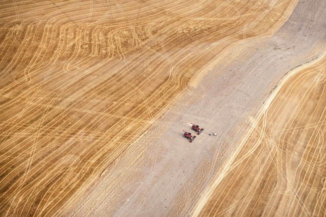National Geographic Travelさんのインスタグラム写真 - (National Geographic TravelInstagram)「Photo by @max.lowe I Late summer and the end of the harvest. Combines sit idle midst ribbons of flowing wheat fields in SW Montana at summers end.」6月12日 19時08分 - natgeotravel