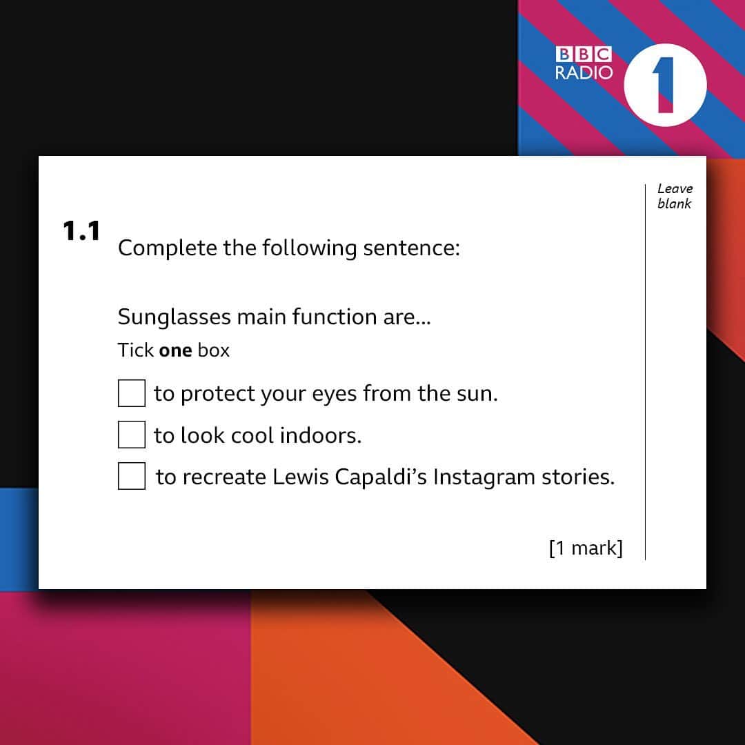 BBC Radioさんのインスタグラム写真 - (BBC RadioInstagram)「Here’s the exam paper you actually want to sit 🤓 [mark your own]」6月13日 0時46分 - bbcradio1