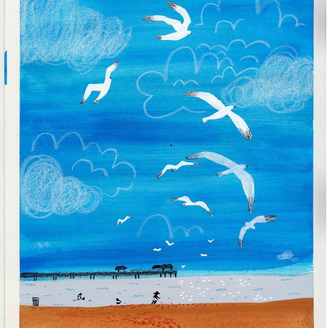 Dinara Mirtalipovaのインスタグラム：「Some little paintings i drew last night, inspired by Clearwater Beach in Florida 🌊 #clearwaterbeachflorida」