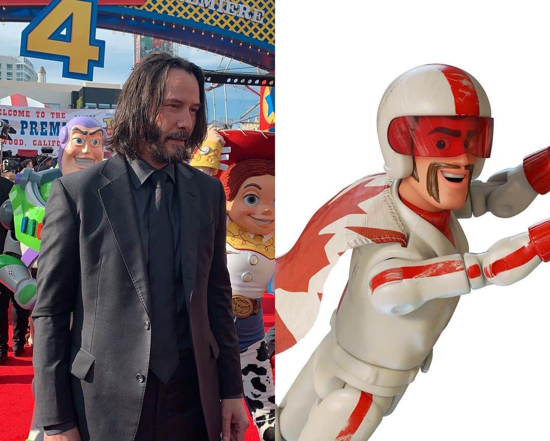 Disney Pixarさんのインスタグラム写真 - (Disney PixarInstagram)「Keanu Reeves, voice of #ToyStory4’s Canuck with all the luck, Duke Caboom, does his best action poses at last night’s world premiere. Meet this Canadian daredevil when the film opens June 21. 🇨🇦」6月13日 3時50分 - pixar
