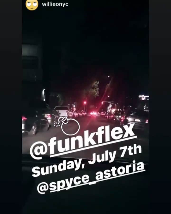 ファンクマスター・フレックスのインスタグラム：「You hear me coming out them cars! Mean! Vid via: @willieonyc ( Sunday July7th I touch down at Spyce Astoria for the first time! Shout to the 🔌 @iamjeffthedon / ShakeTheBlock @djbobbytrends @litdigitaldjs」
