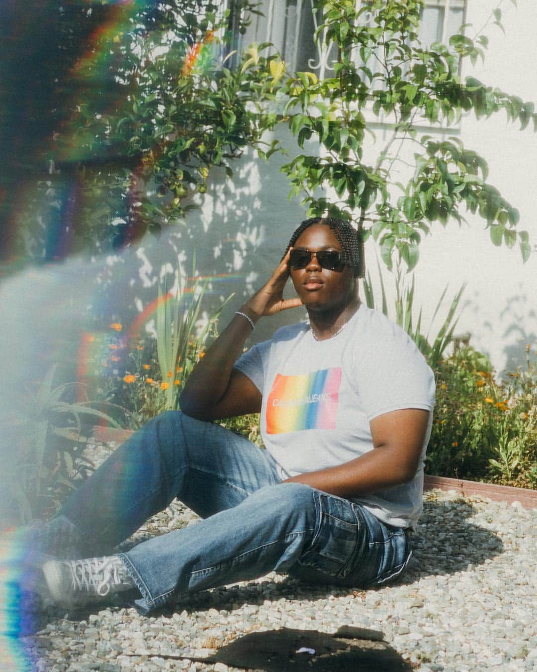 Calvin Kleinさんのインスタグラム写真 - (Calvin KleinInstagram)「#PROUDINMYCALVINS featuring @denzeldion — wearing our 🌈#logo block t-shirt from the #CALVINKLEIN #Pride Edit and matte rectangular sunglasses. 📸: @hunterabrams via @bfa ⠀⠀⠀⠀⠀⠀⠀⠀ In support of LGBTQ+ equality, #CALVINKLEIN has made a donation to @humanrightscampaign™ #MYCALVINS」6月13日 7時02分 - calvinklein