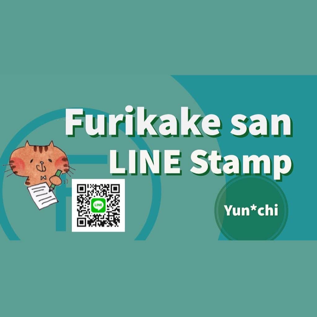 Yun chiのインスタグラム：「手描きのLINEスタンプを作りました☺︎ . . . ふりかけさんというマンチカンの猫、男のコです𓃠✵✶✷ . . スタンプショップで「ふりかけさん」「Yun*chi」「ゆんち」で検索でも出るし、この画像のQRコードでも飛べますよ。 . . 可愛く意外と使いやすくできたので、げとしてねー♩ . . #LINEスタンプ#LINE#スタンプ#ねこ#猫#Munchkin#マンチカン#手描き#drawing#らくがき#イラスト」