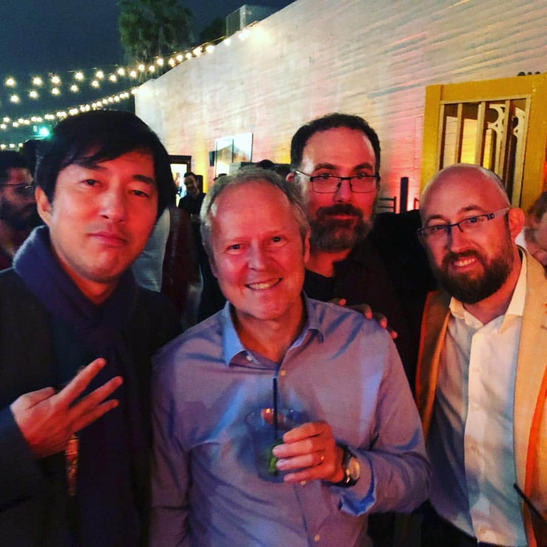 須田剛一のインスタグラム：「Hanging out with Jeff, Mike, and Yves at the Ubisoft party!」