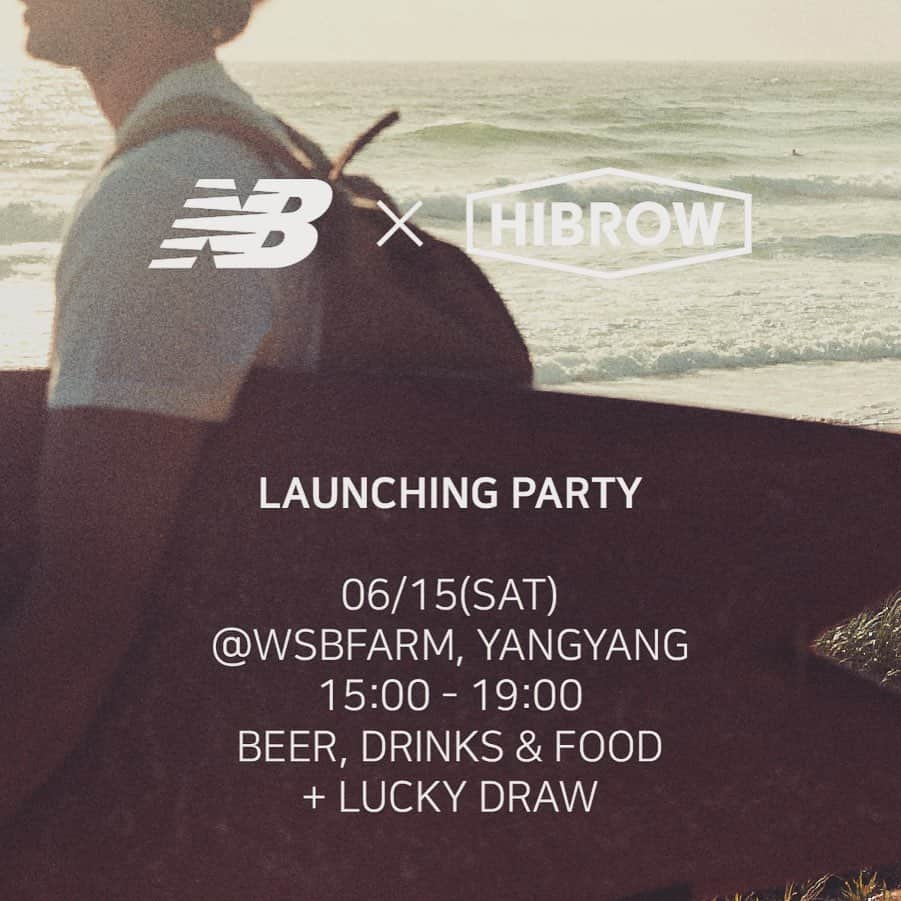 イ・チョニのインスタグラム：「New Balance X HIBROW | Launching Party - 하이브로우 x 뉴발란스 콜라보 CRV 출시를 기념하는 자리를 준비했습니다. 이번 주말 양양 인구해변에서 진행되는 런칭파티는, 현장에 방문 해주시는 모든 분들께 열려 있으며, SNS 포스팅 한 번으로 입장 및 케이터링 식음료 제공, 하이브로우와 뉴발란스의 다양한 아이템들이 쏟아지는 럭키드로우 응모 기회까지 모두 받으실 수 있다는 사실! - 시간_6/15(토) 15:00-19:00 장소_ WSB FARM (강원 양양군 현남면 인구리 630-7) 프로그램_ 15:00/럭키드로우 이벤트 시작  주류 및 음료 운영 시작  16:30/BBQ버거 푸드트럭 운영 시작  18:30/럭키드로우 당첨자 발표 - 서핑과 가장 잘 어울리는 맥주 빈땅(Bintang), 그릴에 구운 치킨BBQ버거가 기깔나는 하우스스튜디오(HouseStudio), 그리고 독보적인 국내 서핑전문 멀티미디어 WSBFarm Surf Magazine 이 함께 합니다. - We Will Be Waiting For You, Bro. - #HIBROW#NewBalance#Collab#CRV#빈땅#하우스스튜디오#하이브로우#뉴발란스#WSBFarm#HouseStudio#Bintang」