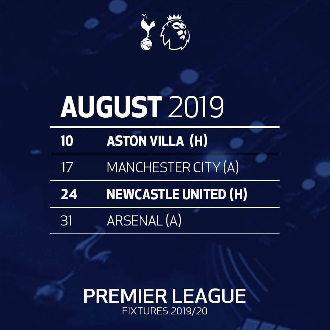 トッテナム・ホットスパーFCさんのインスタグラム写真 - (トッテナム・ホットスパーFCInstagram)「Our 2019/20 @premierleague fixtures have arrived! Thoughts? #COYS」6月13日 17時00分 - spursofficial