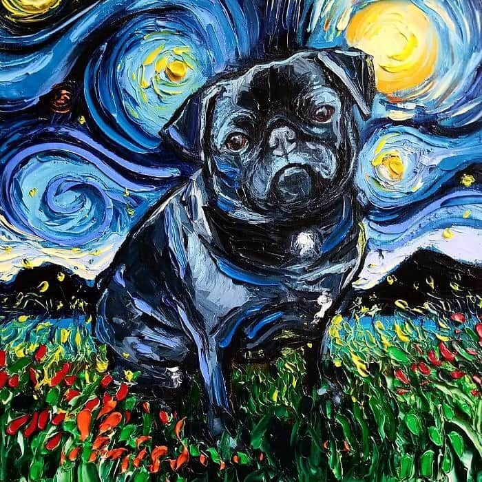 9GAGさんのインスタグラム写真 - (9GAGInstagram)「Doggos in the starry night.✨ By @sagittariusgallery  #dog #starrynight #9gag」6月13日 17時41分 - 9gag